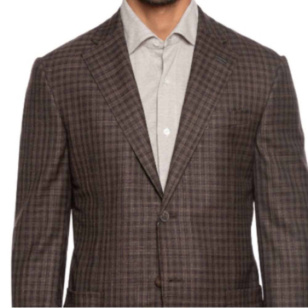 NWT $1689 Emporio Armani GLine 100% Virgin Wool Men’s Blazer Check Size L